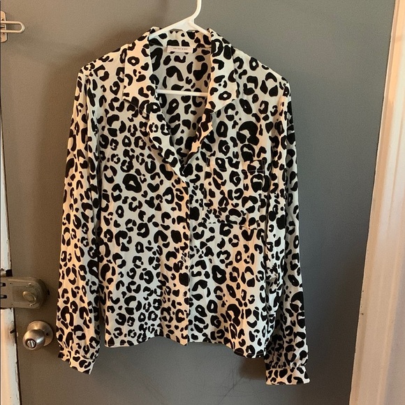Anine Bing Black and White Leopard Button Down Shirt - Picture 2 of 5